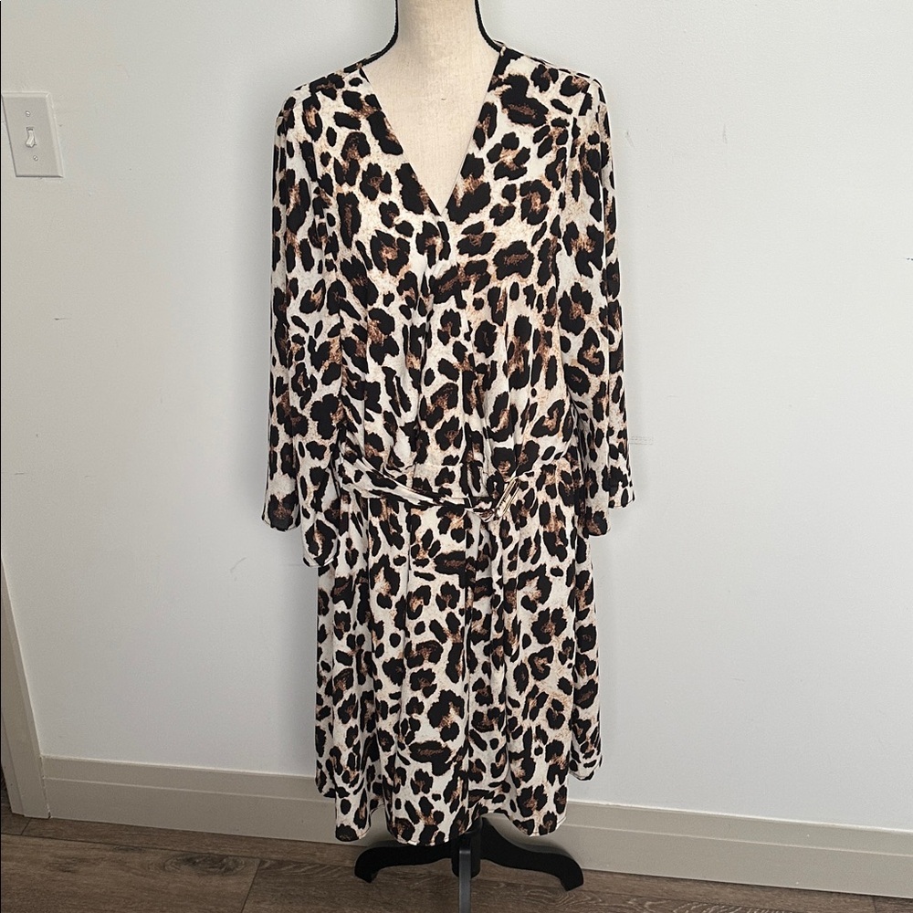 NEW Penningtons Animal Print Dress 3X MIDI Belted